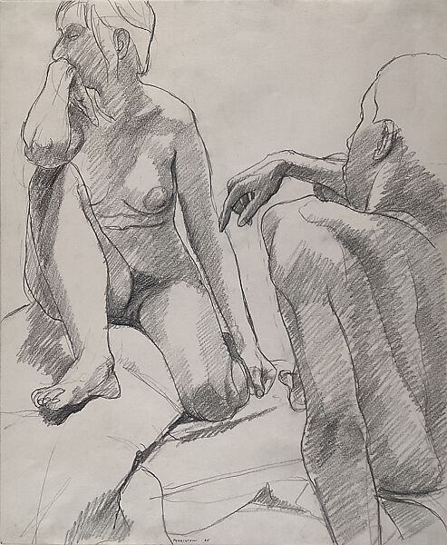 Male and Female Models, Philip Pearlstein (American, Pittsburgh, Pennsylvania, 1924–2022 New York, New York), Graphite on paper 