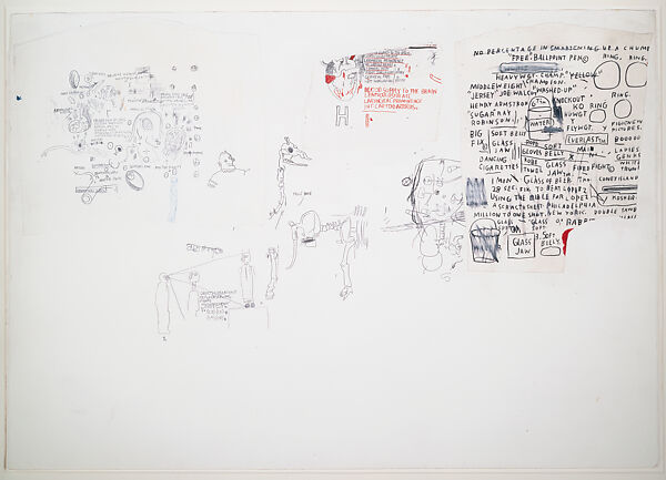 Untitled, Jean-Michel Basquiat (American, Brooklyn, New York 1960–1988 New York), Graphite, colored pencils, oilstick, acrylic, torn and pasted papers on paper 