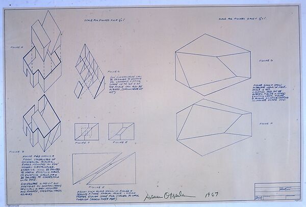 Variations on Gallery Structures, Dennis Oppenheim (American, Electric City, Washington 1938–2011 New York), Blue line print 