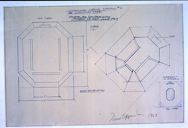 Octogonal Viewing Station #2, Dennis Oppenheim (American, Electric City, Washington 1938–2011 New York), Blue line print 