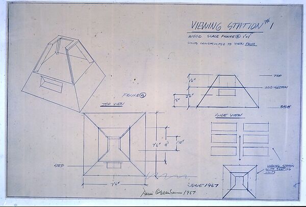 Viewing Station #1, Dennis Oppenheim (American, Electric City, Washington 1938–2011 New York), Blue line print 