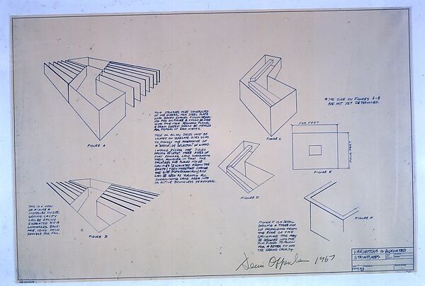 Variations on Excavated Structures, Dennis Oppenheim (American, Electric City, Washington 1938–2011 New York), Blue line print 