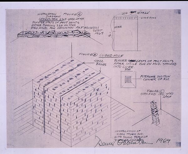 Condensed 220 Yard Dash, Dennis Oppenheim (American, Electric City, Washington 1938–2011 New York), Black line print 