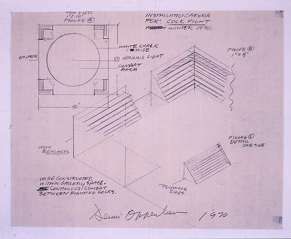 Installation Arena, Dennis Oppenheim (American, Electric City, Washington 1938–2011 New York), Black line print 