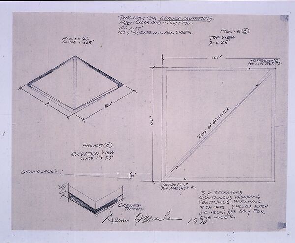 Diagram for Ground Mutations, Dennis Oppenheim (American, Electric City, Washington 1938–2011 New York), Black line print 