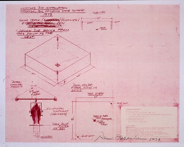 Untitled Rm Installation, Dennis Oppenheim (American, Electric City, Washington 1938–2011 New York), Red line print 