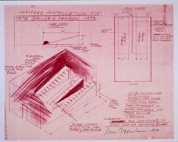 Untitled installation, Dennis Oppenheim (American, Electric City, Washington 1938–2011 New York), Red line print 