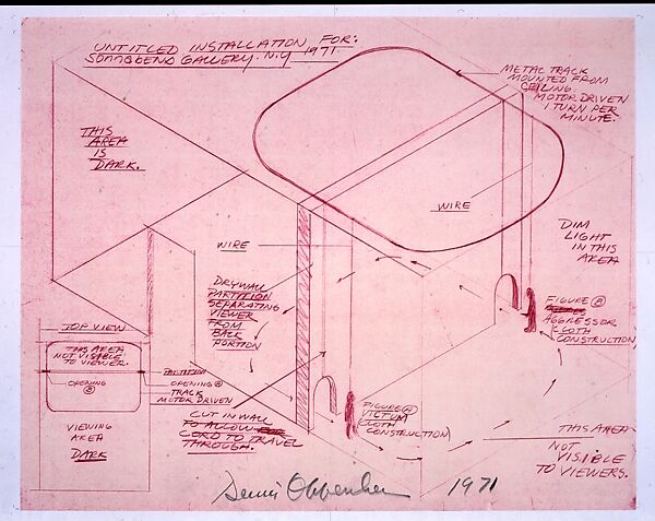 Untitled installation, Dennis Oppenheim (American, Electric City, Washington 1938–2011 New York), Red line print 