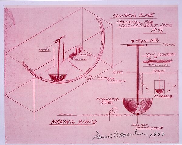 Making Wind: Swinging Blade, Dennis Oppenheim (American, Electric City, Washington 1938–2011 New York), Red line print 