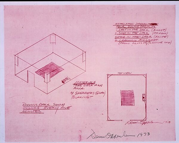 Four Sound Projects, Dennis Oppenheim (American, Electric City, Washington 1938–2011 New York), Red line print 