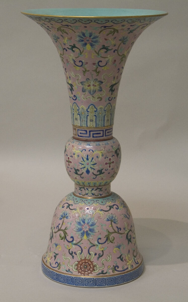 Vase from a five-piece altar set (wugong), Porcelain painted in overglaze polychrome enamels (Jingdezhen ware), China 