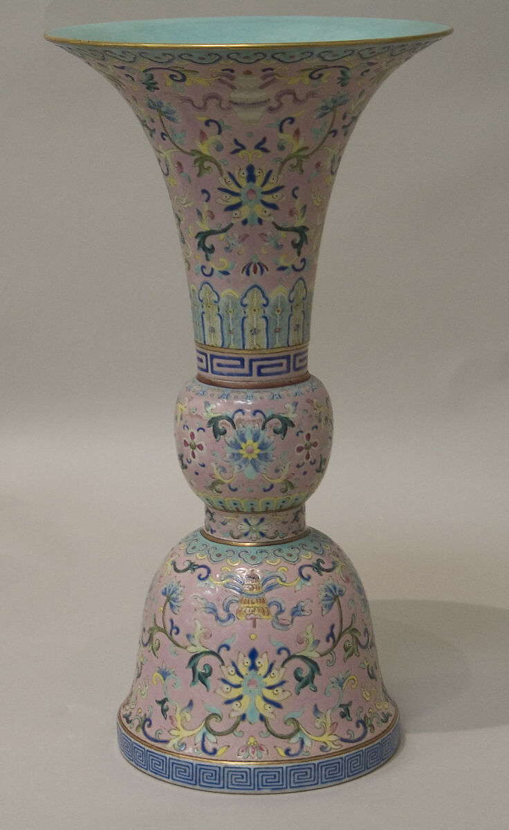 Vase from a five-piece altar set (wugong), Porcelain painted in overglaze polychrome enamels (Jingdezhen ware), China