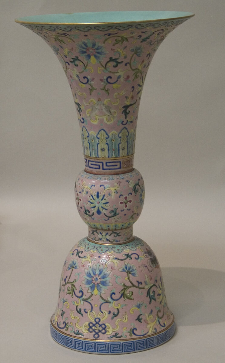 Vase from a five-piece altar set (wugong), Porcelain painted in overglaze polychrome enamels (Jingdezhen ware), China