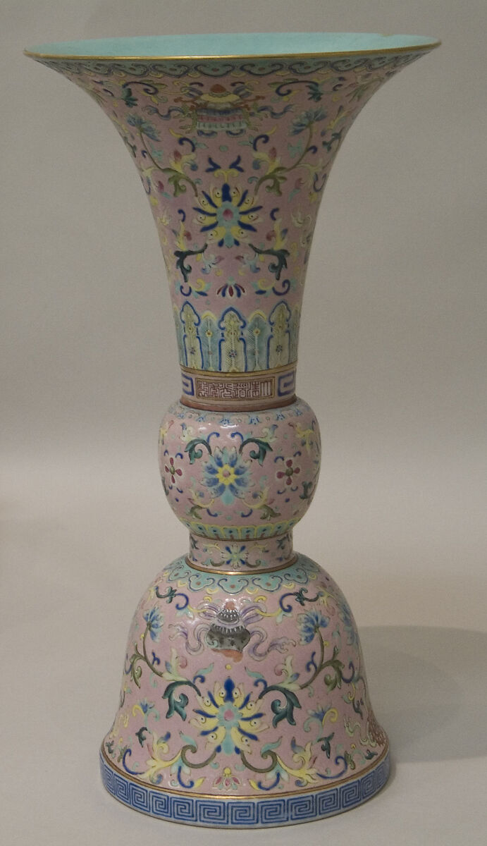 Vase from a five-piece altar set (wugong), Porcelain painted in overglaze polychrome enamels (Jingdezhen ware), China