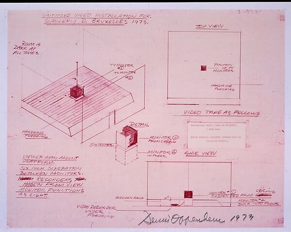 Untitled video installation, Dennis Oppenheim (American, Electric City, Washington 1938–2011 New York), Red line print 