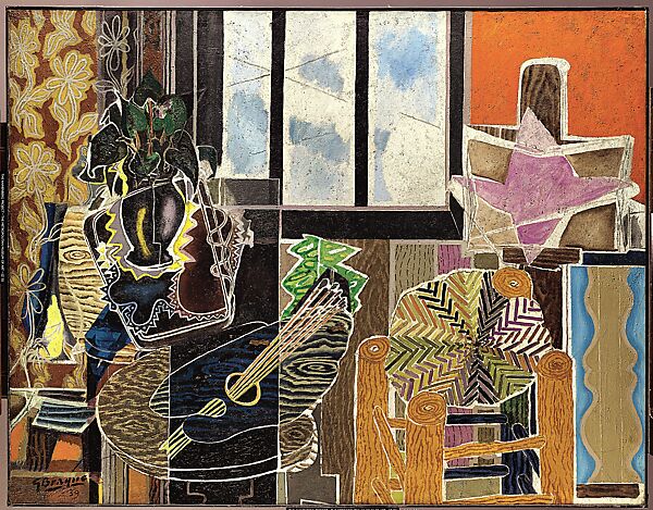 The Studio (Vase before a Window), Georges Braque (French, Argenteuil 1882–1963 Paris), Oil mixed with sand on canvas