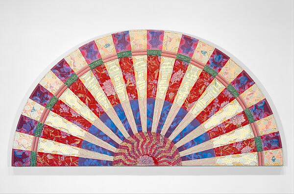 Barcelona Fan, Miriam Schapiro (American (born Canada), Toronto 1923–2015 Hampton Bays, New York), Fabric and acrylic on canvas 
