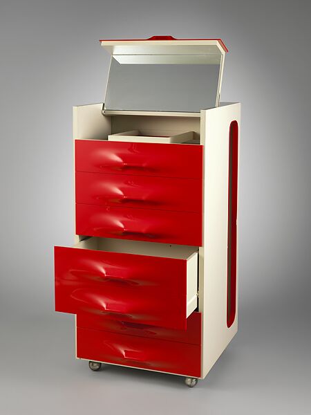 "Valet 2000/50" Dressing Cabinet (DF2000 series), Raymond Loewy (American (born France) Paris 1893–1986 Monte Carlo), Plastic, painted wood, mirror, metal