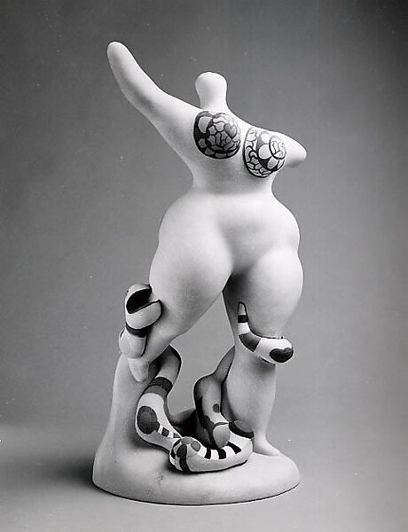 Nana and Serpent, Niki de Saint-Phalle (French, 1930–2002), Painted marble 