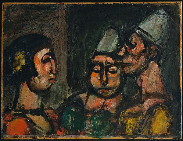 Dancer with Two Clowns, Georges Rouault (French, Paris 1871–1958 Paris), Oil on canvas 