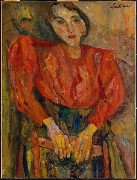 Woman in Red Blouse, Chaim Soutine (French (born Lithuania), Smilovitchi 1893–1943 Paris), Oil on canvas mounted on panel 