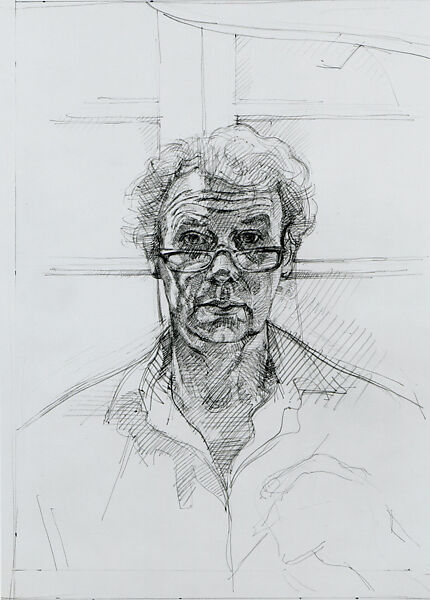 Study for the Artist's Head, from "Night Portrait with Blue Easel", John Wonnacott (British, born 1940), Graphite on paper 