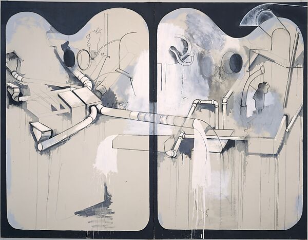 Two Palettes (Sears, Roebuck; Francis Picabia), Jim Dine (American, born Cincinnati, Ohio, 1935), Oil, acrylic, enamel, and charcoal on primed canvas 