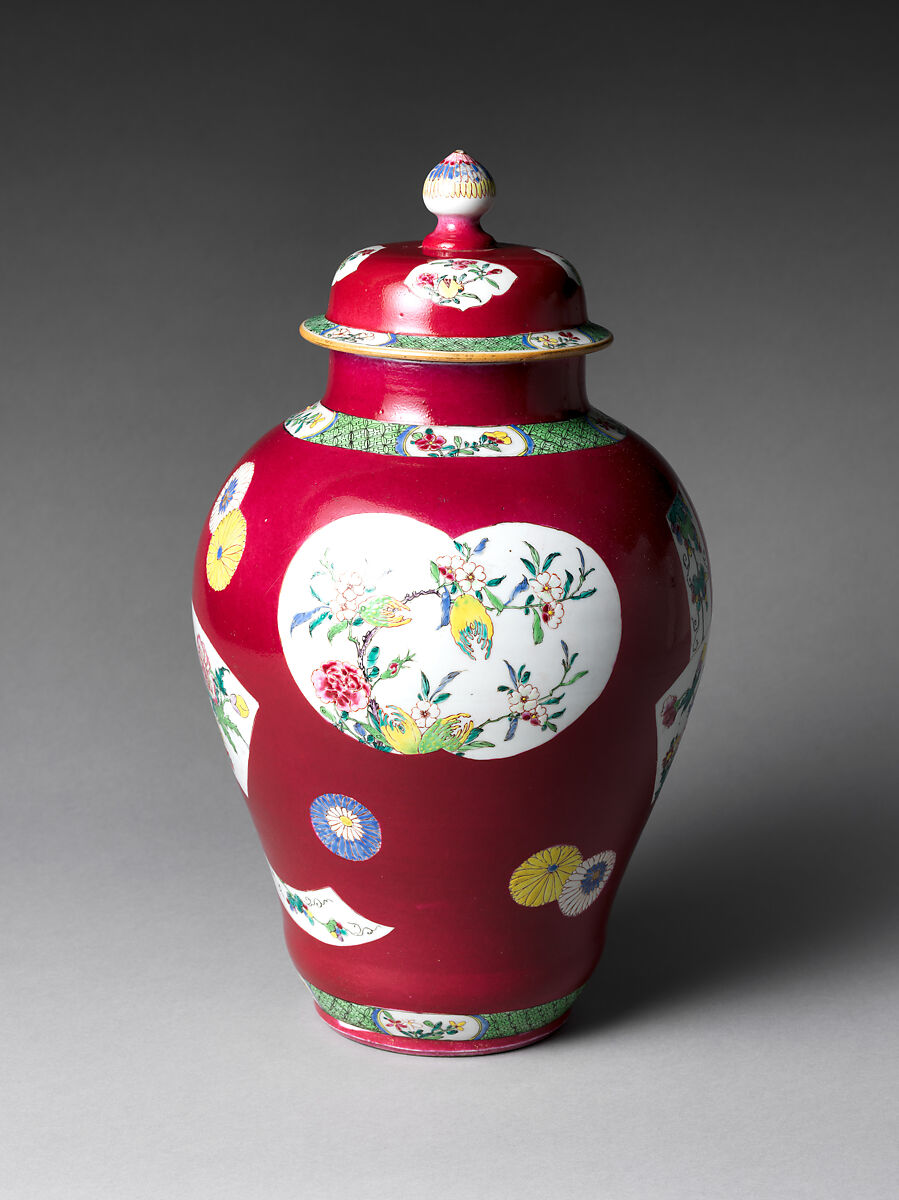 Jar with Flowers, Porcelain painted with colored enamels over transparent glaze (Jingdezhen ware), China 