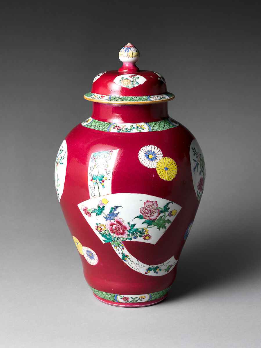 Jar with Flowers, Porcelain painted with colored enamels over transparent glaze (Jingdezhen ware), China