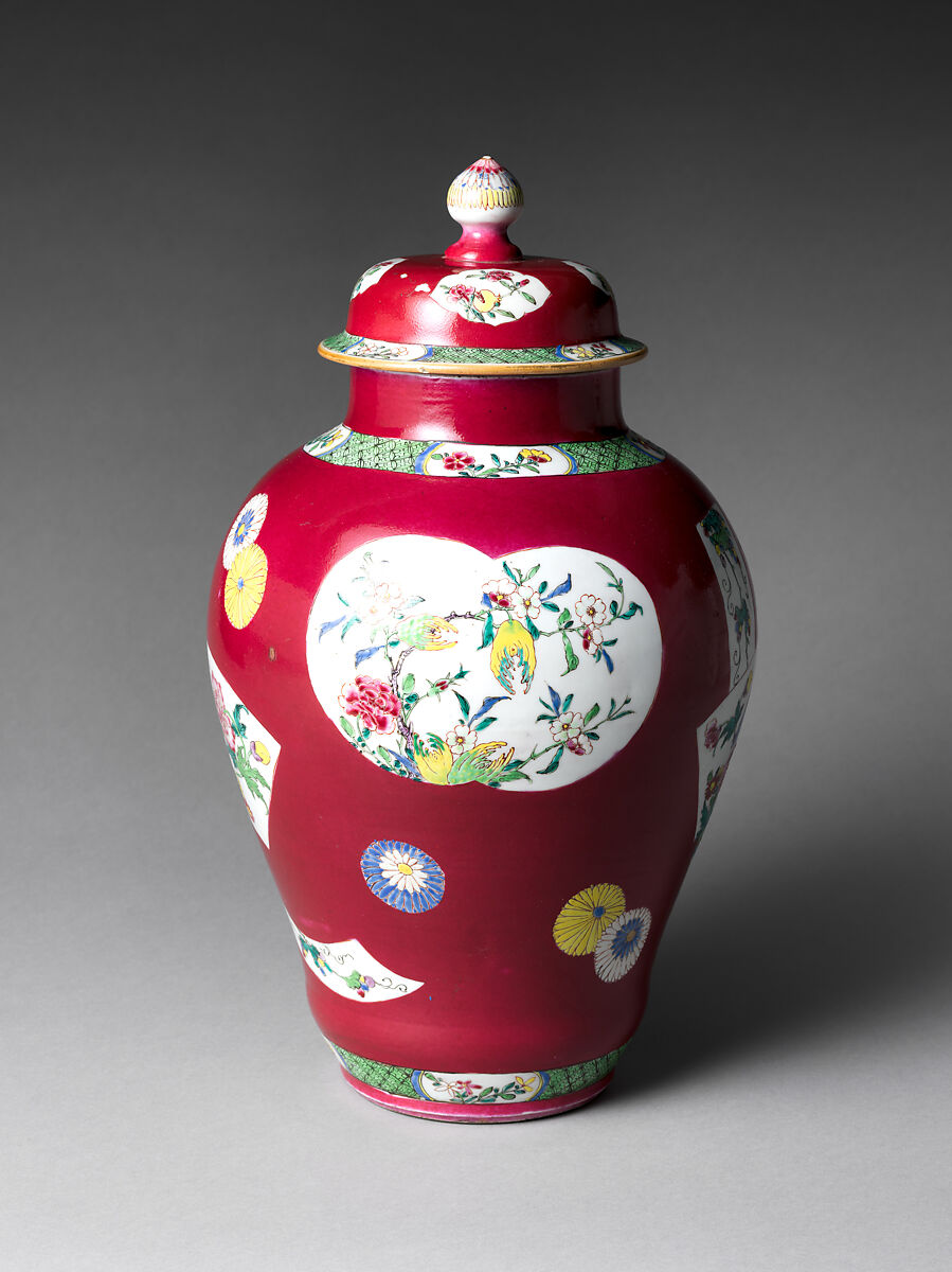 Jar with Flowers, Porcelain painted with colored enamels over transparent glaze (Jingdezhen ware), China