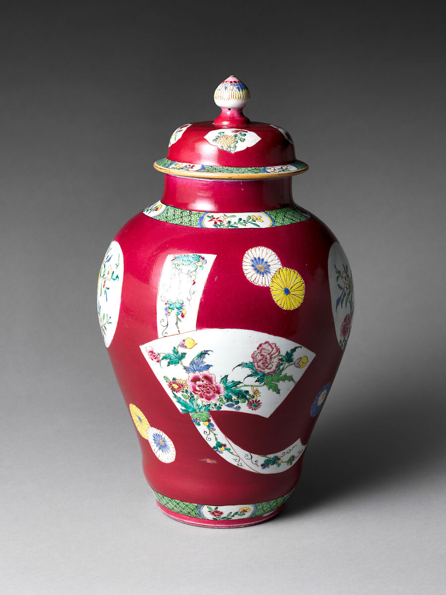 Jar with Flowers, Porcelain painted with colored enamels over transparent glaze (Jingdezhen ware), China
