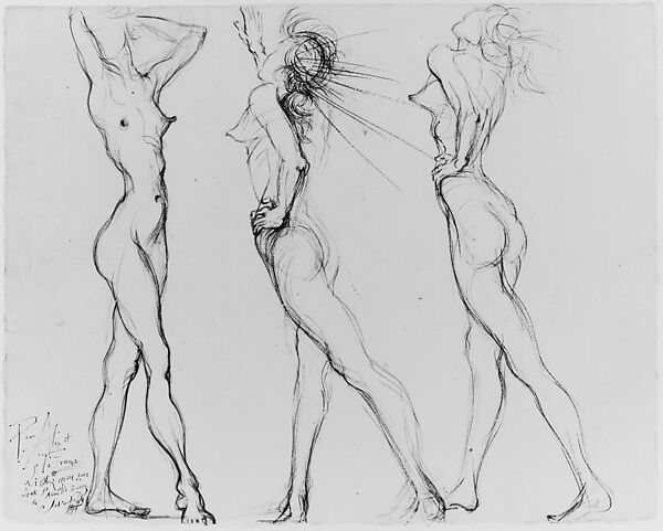Three Nudes, Salvador Dalí (Spanish, Figueres 1904–1989 Figueres), Ink on paper 