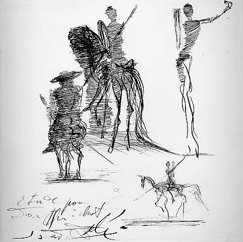 Study for "Don Quixote", Salvador Dalí (Spanish, Figueres 1904–1989 Figueres), Pen and black ink on paper 