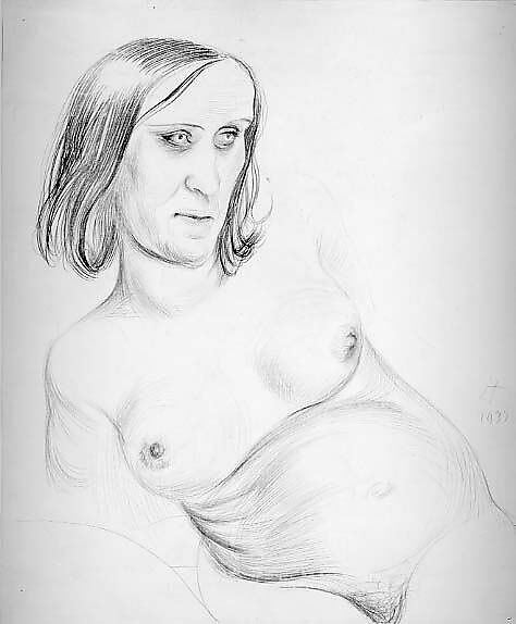 Female Nude, Otto Dix (German, Untenhaus 1891–1969 Singen), Silverpoint on gesso prepared paper 