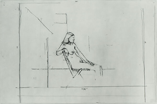Annabel Sitting, Euan Uglow (British, 1932–2000), Graphite with traces of blue ballpoint pen on paper 