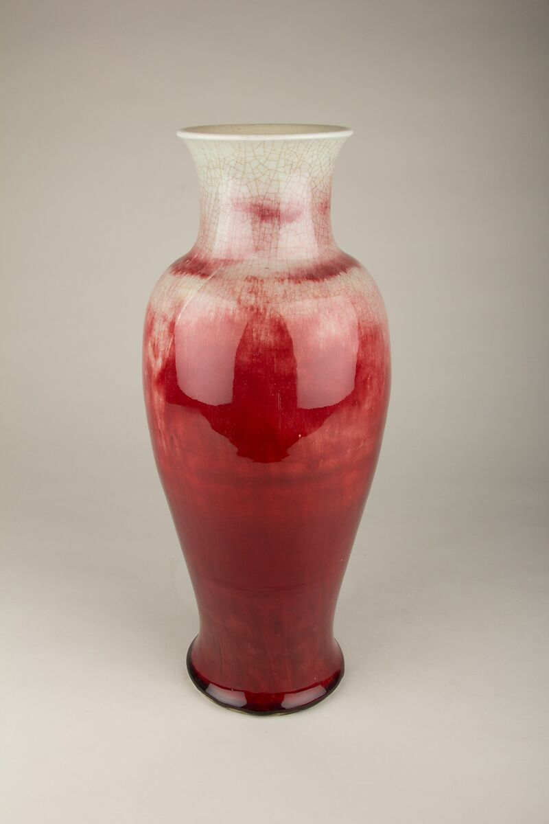 Vase, Porcelain with oxblood copper red glaze (Jingdezhen ware), China 