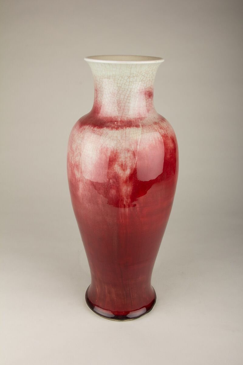 Vase, Porcelain with oxblood copper red glaze (Jingdezhen ware), China