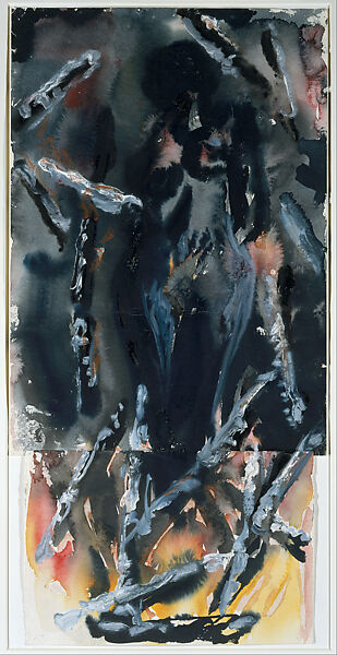 Brünnhilde's Death, Anselm Kiefer (German, born Donaueschingen, 1945), India ink, watercolor, and acrylic on joined paper 
