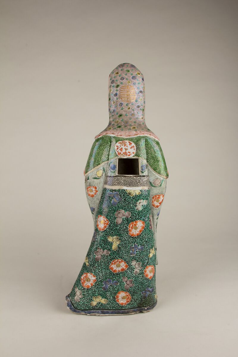 Figure of Guanyin, Porcelain painted in overglaze polychrome enamels (Jingdezhen ware), China