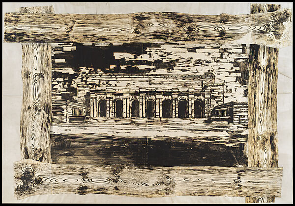 Untitled (The Rhine), Anselm Kiefer (German, born Donaueschingen, 1945), Woodcuts on cut and pasted papers, mounted on canvas 