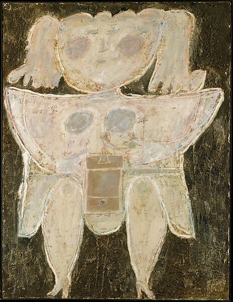 Woman Grinding Coffee, Jean Dubuffet (French, Le Havre 1901–1985 Paris), Plaster, oil, and tar with sand on canvas 