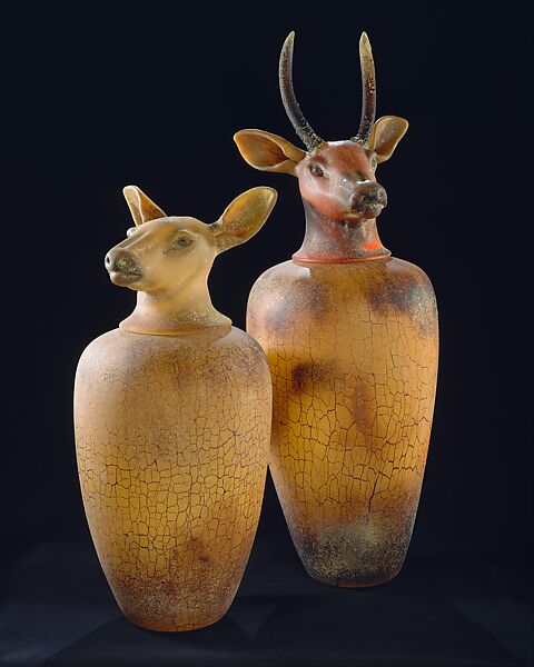 Canopic Jars: Elk (Cow), William Morris (American, born Carmel, California, 1957), Glass