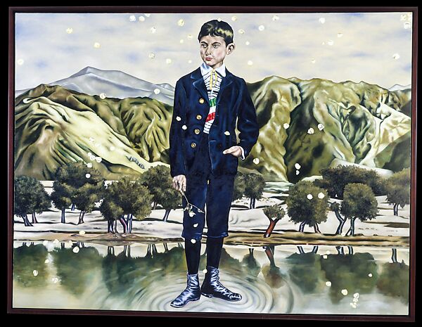 Young Kafka, a Dalai Lama, Arturo Elizondo (Mexican, born Mexico City, 1956), Oil on canvas 