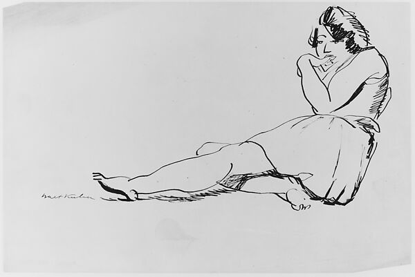 Reclining Woman, Walt Kuhn (American, New York 1877–1949 White Plains, New York), Ink on paper 