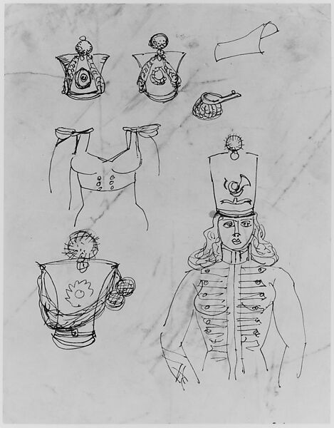 Study for Female Grenadier, Walt Kuhn (American, New York 1877–1949 White Plains, New York), Pen and ink on paper 
