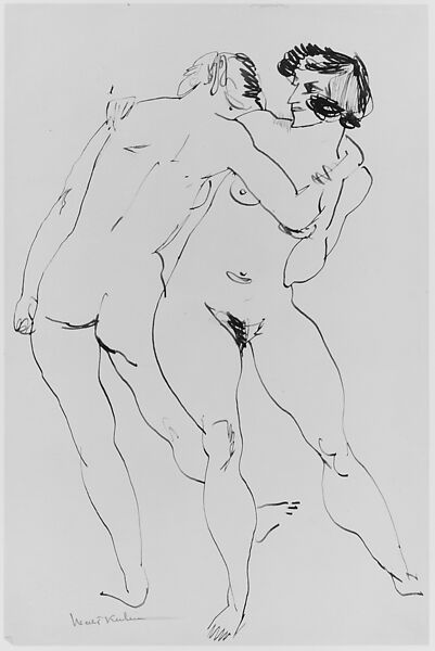 Two Women Embracing, Walt Kuhn (American, New York 1877–1949 White Plains, New York), Ink on paper 
