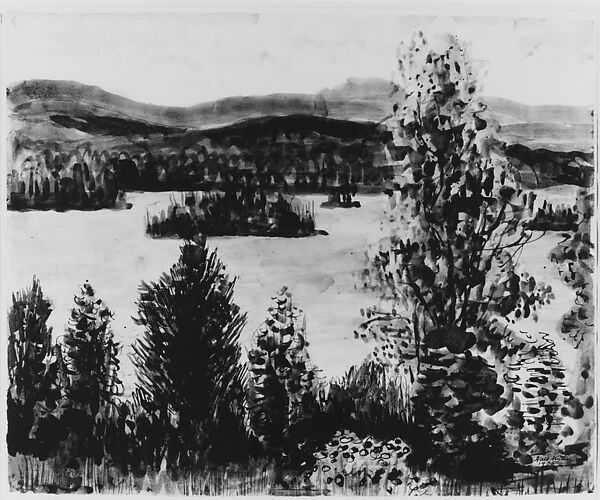 Mountain Lake, Walt Kuhn (American, New York 1877–1949 White Plains, New York), Ink on paper 