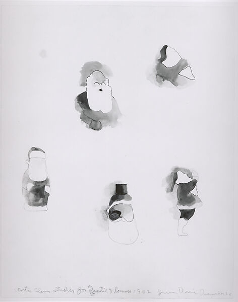 Santa Claus Studies, Jim Dine (American, born Cincinnati, Ohio, 1935), Watercolor and graphite on paper