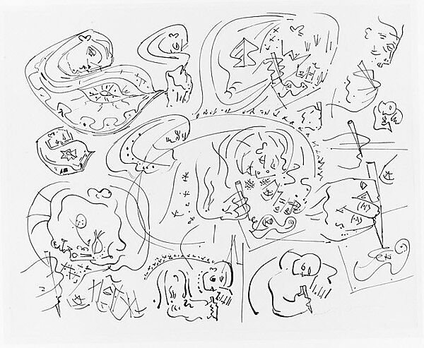 Meditation of the Painter, André Masson (French, Balagny 1896–1987 Paris), Ink on paper 