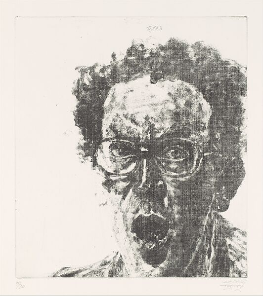 Self-Portrait with Open Mouth, Avigdor Arikha (Israeli, born Raduti, Romania 1929–2010 Paris), Aquatint 